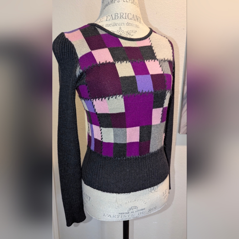 Colorful Patchwork Knit Sweater - Picture 9 of 9